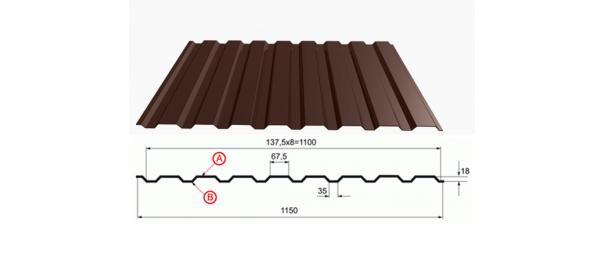 Профнастил коричневый оцинкованный  RAL 8017 С-20 купить недорого в Первомайском